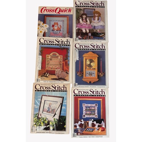 Vintage Lot Of 13 Cross-Stitch Patterns and Magazines 1987 Samplers - Picture 2 of 3